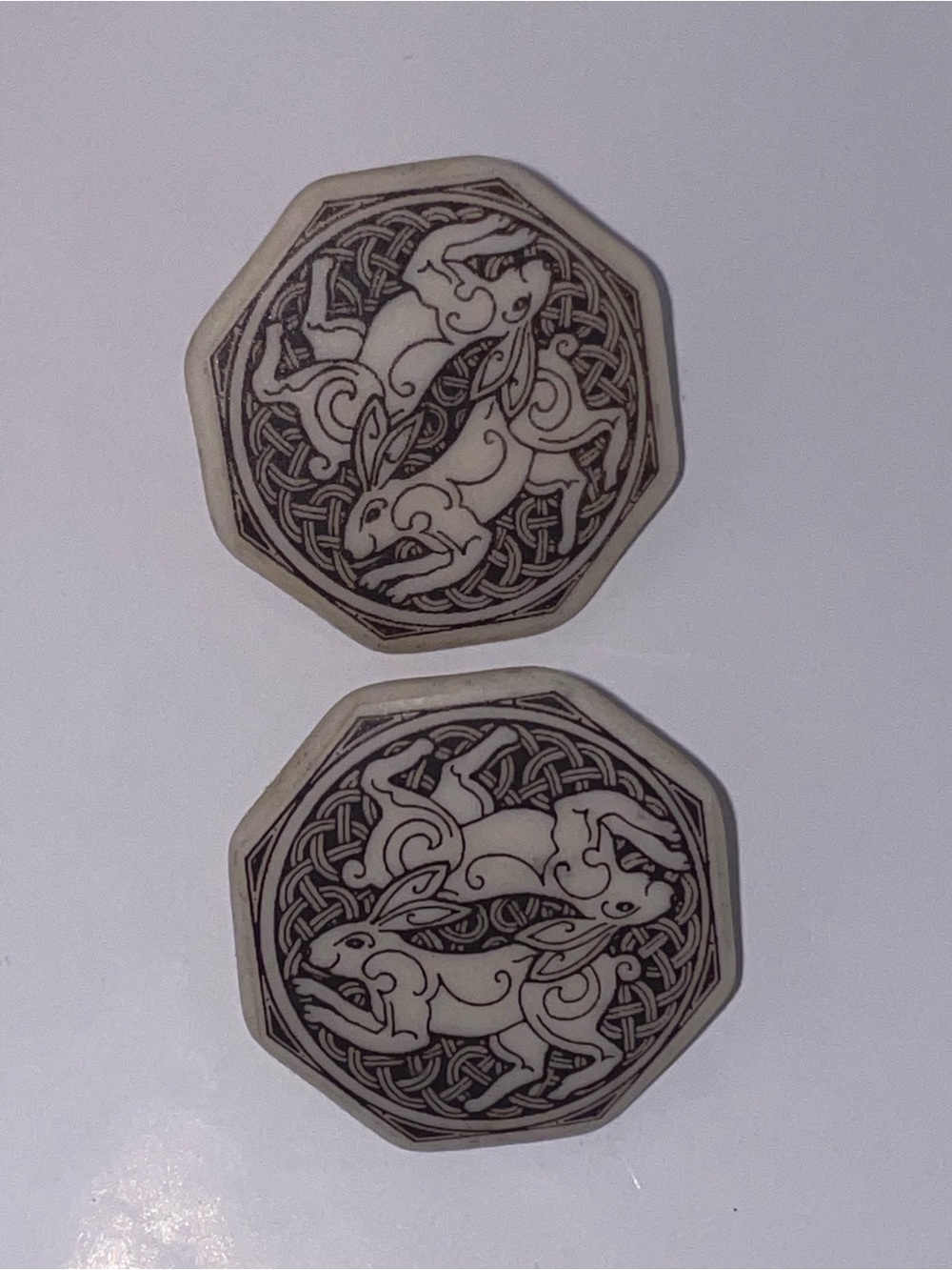 Octagonal Celtic Rabbit Earrings — RARE find - Picture 3 of 4